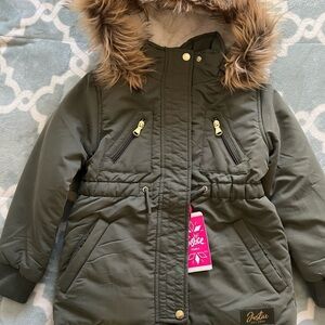 Justice Dark Green Parka with Gold Accents